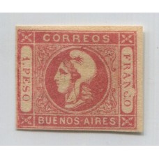 ARGENTINA 1862 GJ 21c CABECITA ESTAMPILLA NUEVA CON VARIEDAD MARCO ROTO ENTRE N Y C DE FRANCO U$ 132